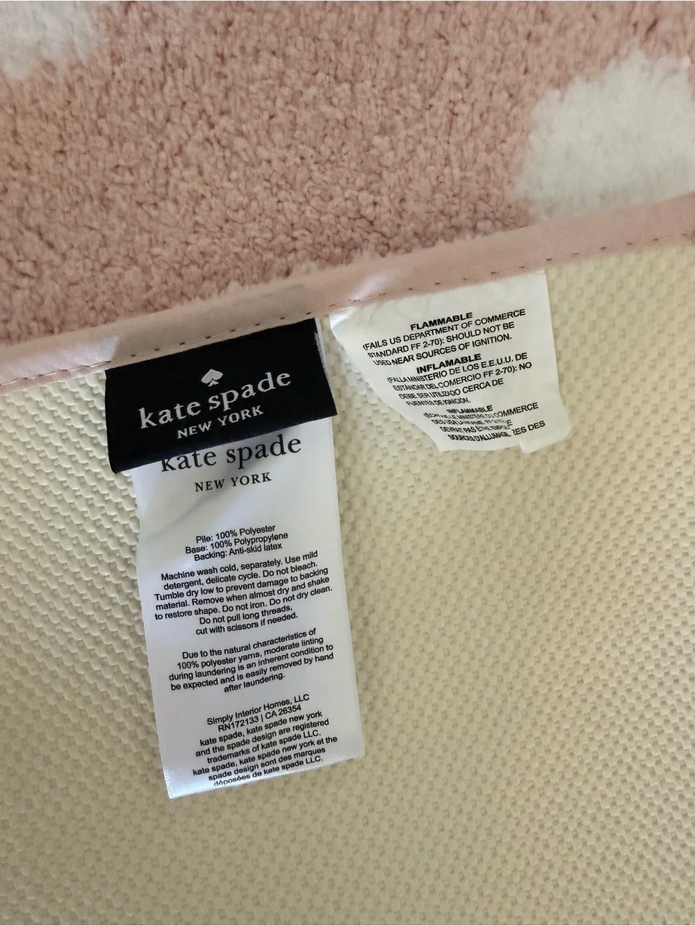 Kate Spade New York Pink & White Polka Dot Bath Rug